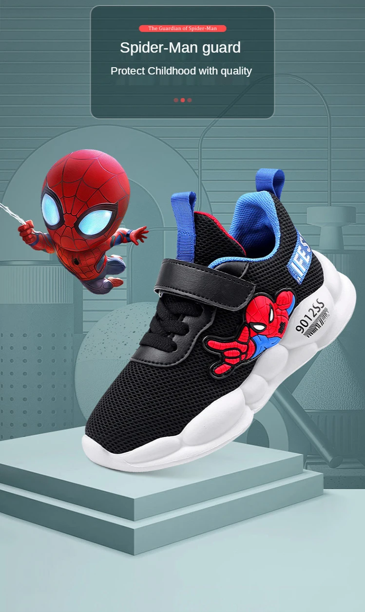 WQLESO Zapatillas de Deporte para ni/ños Zapatos Deportivos de Dibujos Animados de Spiderman para ni/ños Zapatos Casuales Impermeables y Resistentes al Desgaste,Orange-26EU
